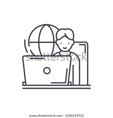 Remote work line icon concept. Remote work vector linear illustration, symbol, sign