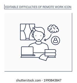 Remote work line icon. Learning and mentorship. Improve work skills. Studying new information. Career difficulties concept. Isolated vector illustration. Editable stroke