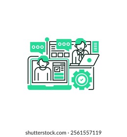Remote Work Line Icon. linear style sign for mobile concept and web design. Outline vector icon.