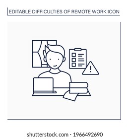 Remote work line icon. Prioritizing work. Important tasks list. Focused. Career difficulties concept. Isolated vector illustration. Editable stroke