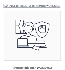 Remote work line icon. Staying motivated. High productivity. Career difficulties concept. Isolated vector illustration. Editable stroke