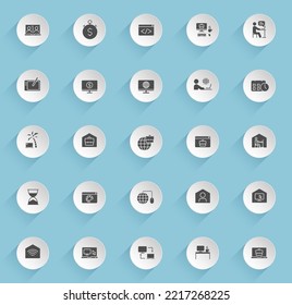 remote work line icons in two colors isolated on white background. work at home blue icon set for web design, ui, mobile apps, print polygraphy and promo business