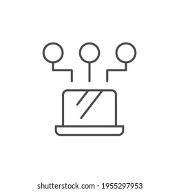 Remote work line outline icon isolated on white
