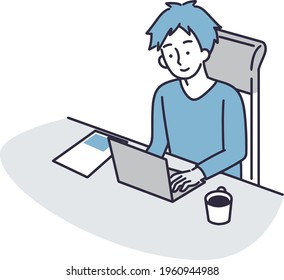 remote work male simple illustration
