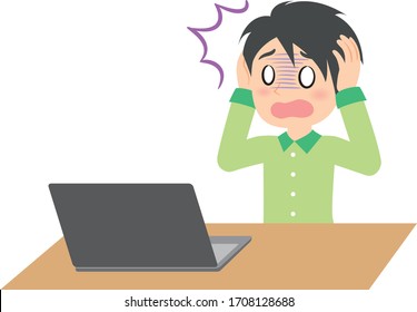 remote work man expression and emotions,shock