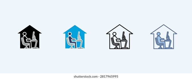 Remote Work Multiple Icon Illustration Vector