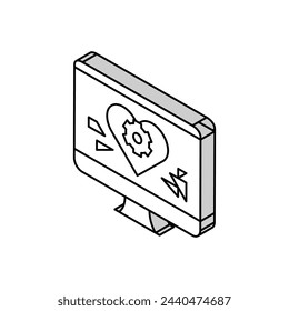 remote work on computer isometric icon vector. remote work on computer sign. isolated symbol illustration