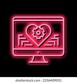 remote work on computer neon light sign vector. remote work on computer sign. isolated symbol illustration