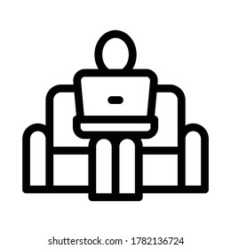 remote work on home couch icon vector. remote work on home couch sign. isolated contour symbol illustration