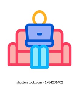 remote work on home couch icon vector. remote work on home couch sign. color symbol illustration
