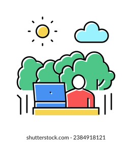 remote work on nature color icon vector. remote work on nature sign. isolated symbol illustration