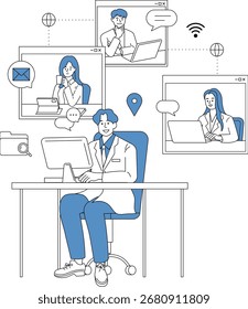 Remote Work and Online Meetings Konzept mit Teilnehmern
