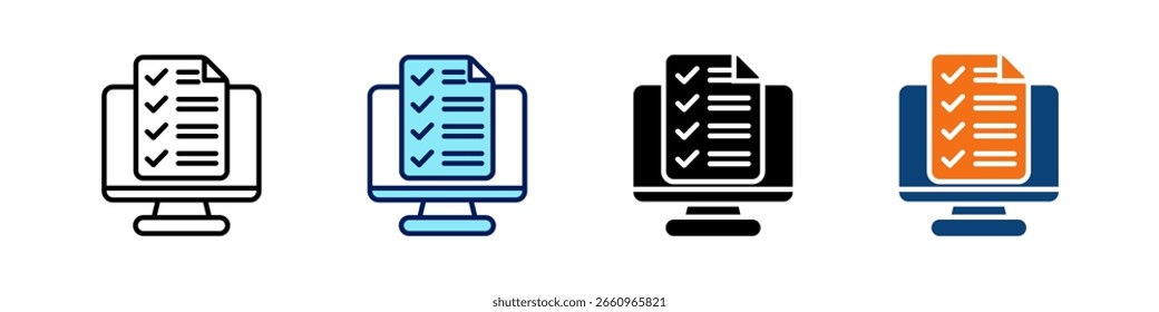 Remote-Arbeitsrichtlinien - alles in einem Symbol - Vektorgrafik mit mehreren Stilen