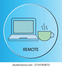 Configuración de trabajo remoto con ordenador portátil y café