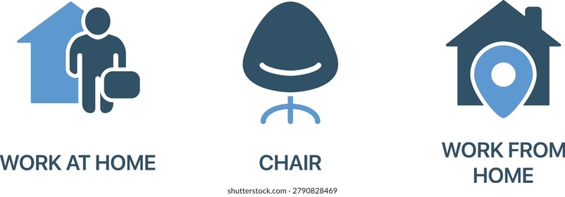 Remote work setup vector icon with laptop and coffee cup on home office chair