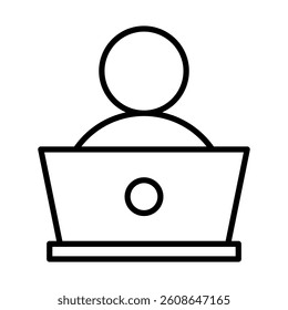 Remote Work Setup Vector Line Icon Design