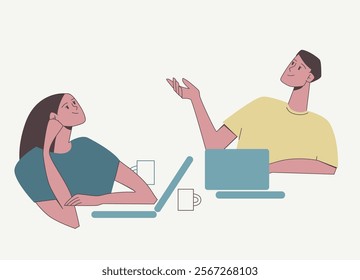 Remote work, social networking, cv, exam preparation, homework. Man with cv or laptop, working. Vector illustration, flat style view from above