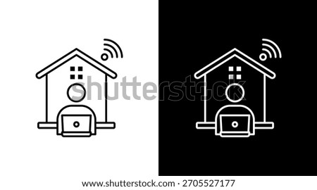 Remote Work Solutions White Icon Set Design