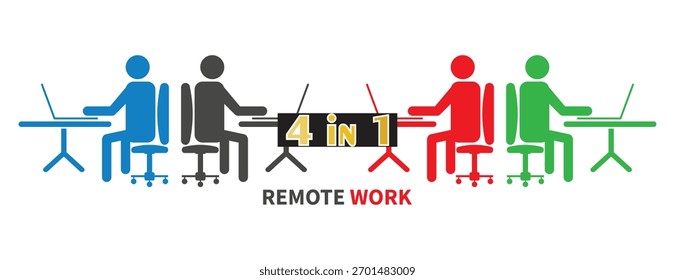 Infografía del Equipo de trabajo remoto, Configuración global de telecomunicaciones, Personas trabajando en línea