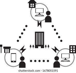 Remote work Telework Image Illustration vector