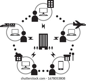 Remote work Telework Image Illustration vector
