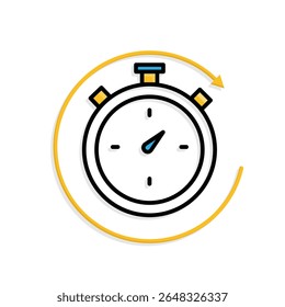 Trabalho remoto. Ícone do rastreador de tempo. ContraRelógio com barra de progresso circular. colaboração, online, remota. Estilo de design misto