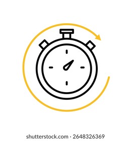 Trabalho remoto. Ícone do rastreador de tempo. ContraRelógio com barra de progresso circular. colaboração, online, remota. Estilo de design da estrutura de tópicos