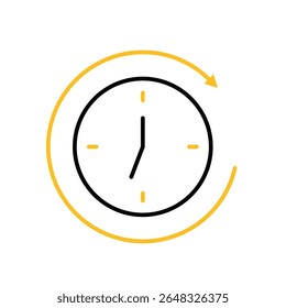 Trabalho remoto. Ícone do rastreador de tempo. relógio com barra de progresso circular. colaboração, online, remota. Estilo de design da estrutura de tópicos
