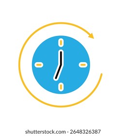 Remote Work. Time tracker icon. clock with circular progress bar. collaboration, online, remote. Flat design style
