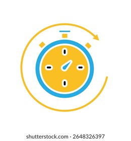 Trabalho remoto. Ícone do rastreador de tempo. ContraRelógio com barra de progresso circular. colaboração, online, remota. Estilo de design plano