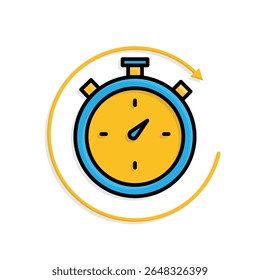 Trabalho remoto. Ícone do rastreador de tempo. Relógio de contador com barra de progresso circular. colaboração, online, remoto. estilo de design isométrico