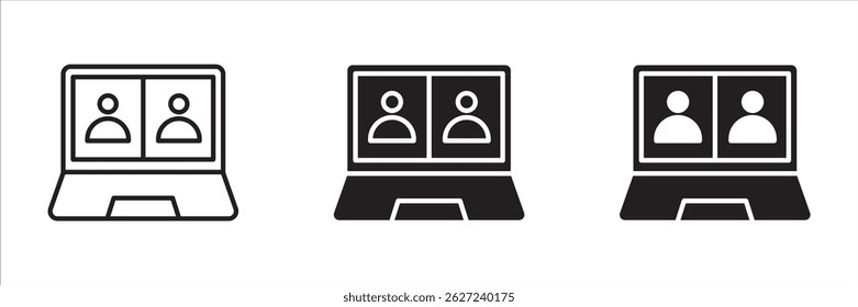 Remote work, Video Call icon set distance learning or online video meeting with two people flat vector icon for apps and websites.