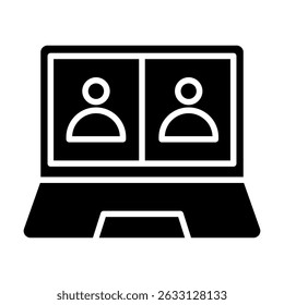 Remote work, Video Call icon distance learning or online video meeting with two people flat vector icon for apps and websites.