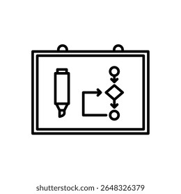 Trabajo remoto. Icono de pizarra virtual. Tablero digital con iconos de marcadores y diagramas. colaboración, en línea, remoto. Estilo de diseño de esquema