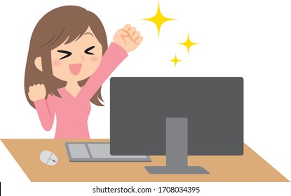 remote work woman expression and emotions, achieve pose