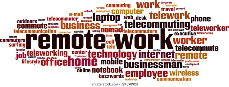 Remote Work Word Cloud Concept. Vector Illustration