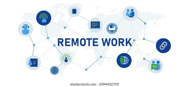 remote work working anywhere  icon blue color concept