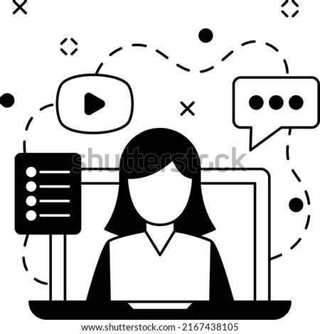 Remote Worker Girl Concept, Lady Boss vector icon design, business corporation symbol, Joint partnerships Sign, Sales and Marketing management stock illustration