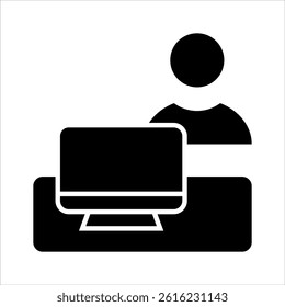 remote worker glyph icon vector illustration