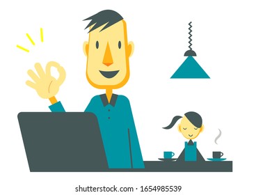 remote worker, man, working happily 