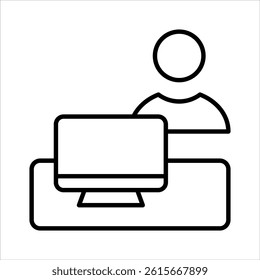 remote worker outline icon vector illustration