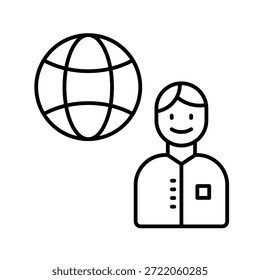 Ilustración vectorial de icono de contorno de trabajador remoto