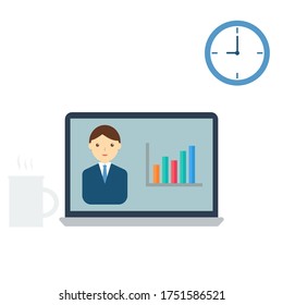 vector de concepto de trabajo remoto. Una empresa permite a los empleados trabajar en casa. Concepto de trabajo y negocio. Diseño plano sobre fondo blanco.