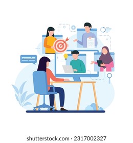 Remote working concept. Remote work from home or come to office. flexible workplace