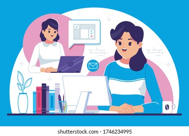 remote working flat design illustration