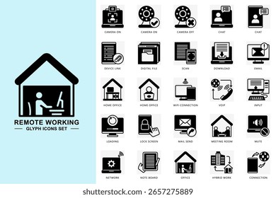 Contiene la cámara del App, chat, escaneo, Descarga, correo electrónico, oficina en casa, red, entrada y más. Vector para el concepto moderno, impresión, interfaz de usuario, kit UX, Web y desarrollo de App.