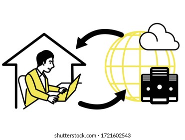 Remote working from home. Vector illustration.