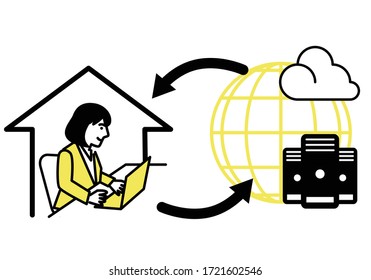 Remote working from home. Vector illustration.