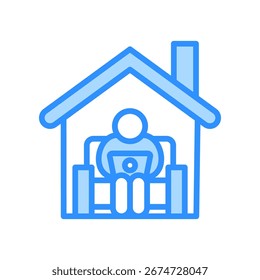 Icono de trabajo remoto Ilustración vectorial de color azul