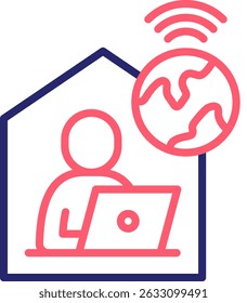 Remote Working Icon Color Vector Illustration